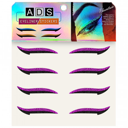 Autocolante Reutilizabile Machiaj Ochi Eyeliner Forma Cat Eye Purple, 4 Perechi