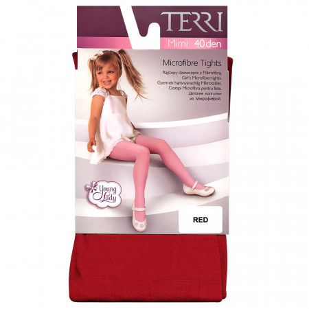 Ciorapi cu Chilot din Microfibra pentru Fetițe, Terri Mimi 40 DEN, Culoare Rosu