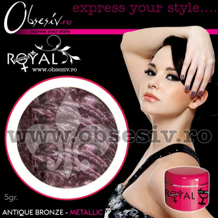 Gel colorat unghii Royal Femme ANTIQUE BRONZE METALLIC (Geluri Profesionale Unghii) - Img 2