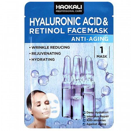 Masca de Față Anti-Îmbătrânire cu Acid Hialuronic și Retinol Haokali Cosmetics