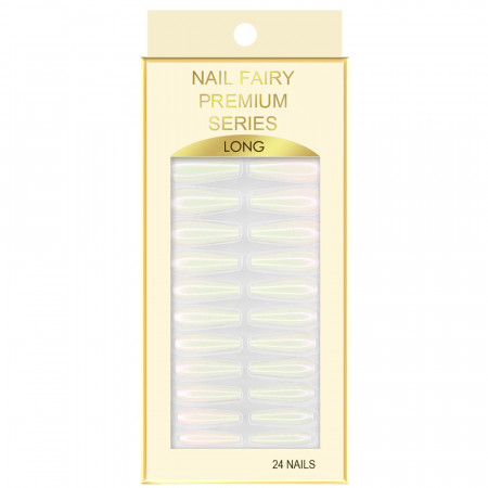 Set 24 Unghii False Reutilizabile cu Manichiura Instant Model &#039;White Pearl Reflection&#039;