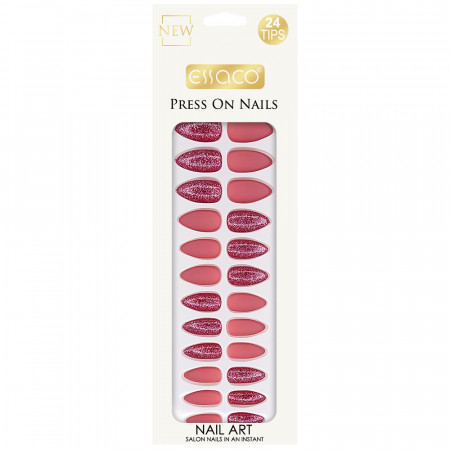 Set 24 Unghii Reutilizabile cu Manichiura Instant, Mystic Pink Shine & Matt