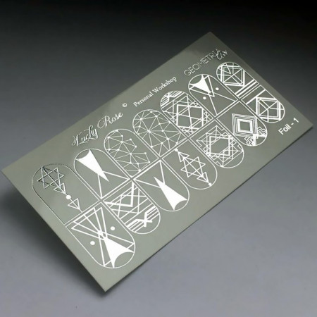 Abtibilduri Unghii pe Bază de Apă, Model GEOMETRIC FORMS, Cod Foil-1 Silver, Accesorii Manichiura Nail Art