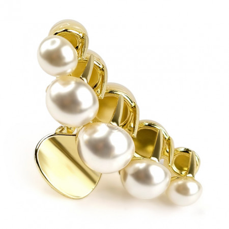 Clema de Par Metalica cu Perle Mari Model 'Know Your Pearls' Culoare Light Gold