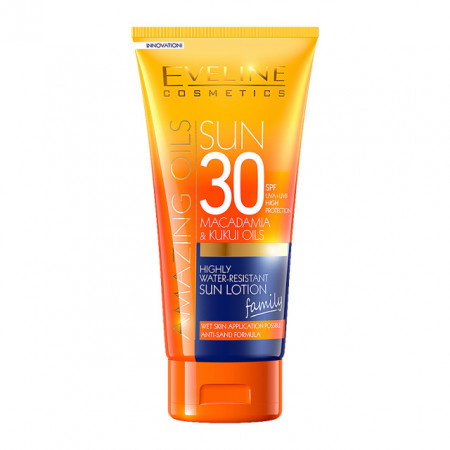 Lapte de Plaja cu SPF30 Anti-Nisip Rezistent la Apa cu Macadamia Eveline Cosmetics