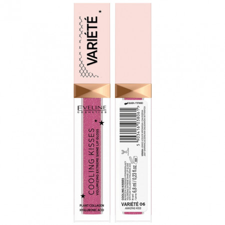 Luciu Buze cu Efect de Marire Racoros, Variete Cooling Kisses Eveline, Amazing Kiss No 06