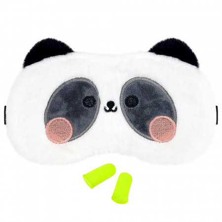 Masca de Dormit Pufoasă Model &#039;Shy Panda&#039; + Set Dopuri Urechi