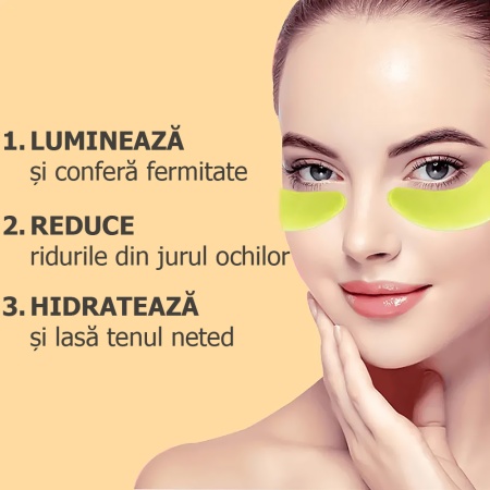 Mască de Ochi (Patch-uri) cu Avocado și Colagen | Reduce Cearcăne, Hidratează, Regenerează