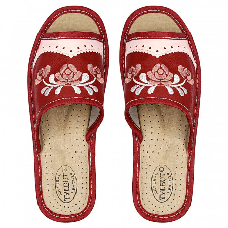 Papuci de Casa din Piele Marca Tylbut Model 'Vancouver' Red