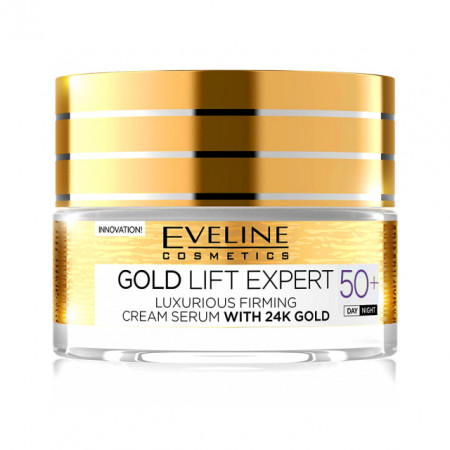 Ser de Lux si Crema Antirid pentru Fermitatea Tenului Gold 24K Lift Expert 50+ Eveline Cosmetics
