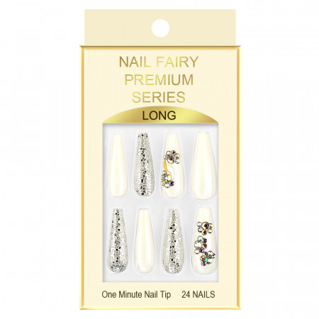 Set 12 Tipsuri Reutilizabile cu Manichiura Instant 'Nail Fairy Premium Series 'Shine Snow'