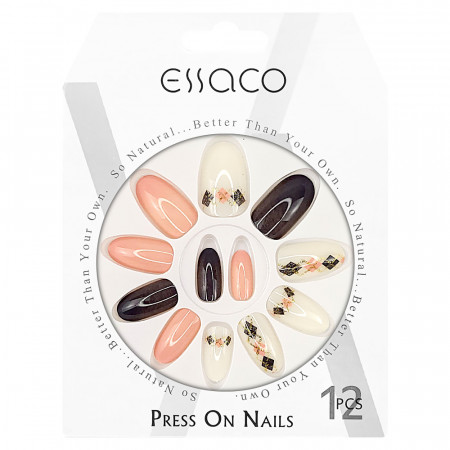 Set 12 Unghii Reutilizabile cu Manichiura Instant 'New Beginning', Culoare Multicolor