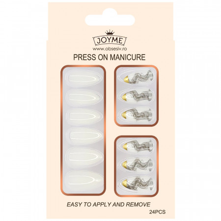 Set 24 Unghii False Reutilizabile cu Manichiura Instant Model 'Marble Fashions'