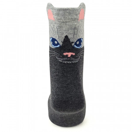 Sosete Dama Fara Cusatura Model &#039;Life is Better with Cat&#039; Culoare Gri Medium