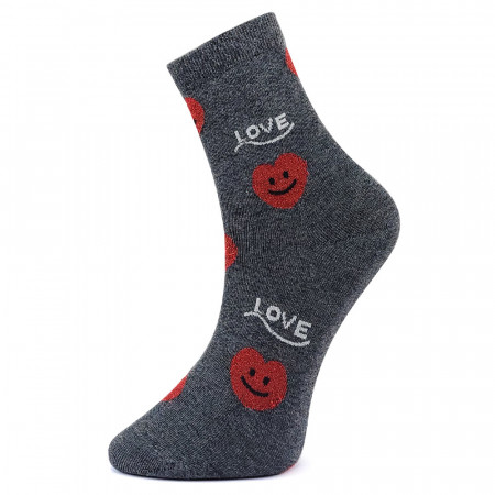 Sosete Vesele Dama Model 'Love & Happiness' Culoare Gri Inchis