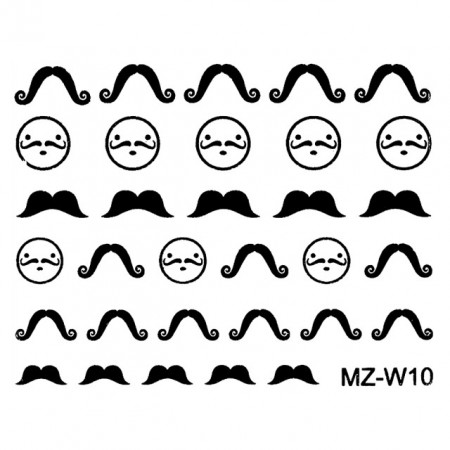 Abtibilde Unghii Mustati Negre, MZ-W10 (Abtibilduri Unghii - Tatuaje Unghii - Nail Stickere)