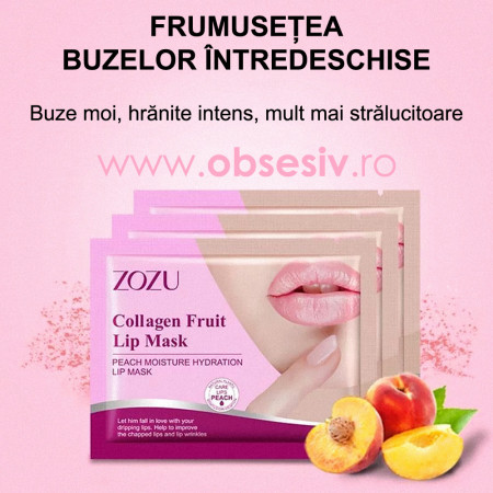 Masca Tratament Buze cu Colagen si Fructe Aroma de Piersica, Zozu Collagen Fruit Lip Mask