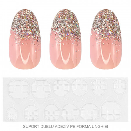 Set 12 Unghii Reutilizabile cu Manichiura Instant &#039;Salon Quality&#039;, Culoare Roz