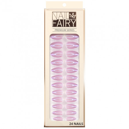 Set 24 Unghii False Reutilizabile cu Manichiura Instant, Culoare Mov Lavanda