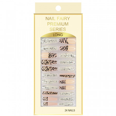 Set 24 Unghii False Reutilizabile cu Manichiura Instant Model 'Animal Print Zebra'