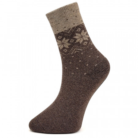 Sosete Flausate din Lana Model 'Welcome Winter' Culoare Maro