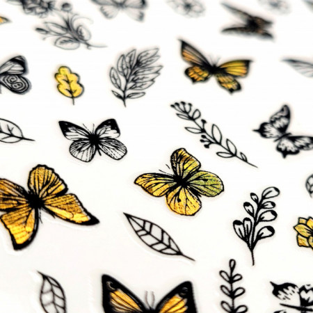Abtibilde Unghii Culoare Multicolor Model 'Golden Butterflies0' No. Z-D4635