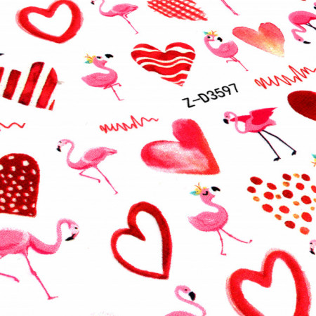 Abtibilde Unghii Culoare Multicolor Model 'Sweet Flamingo' No. Z-D3597