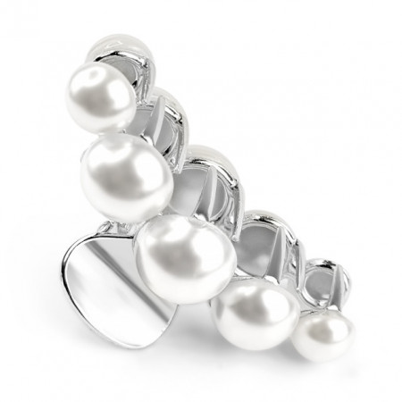 Clema de Par Metalica cu Perle Mari Model 'Know Your Pearls' Culoare Light Silver