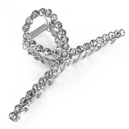 Clema de Par Metalica cu Pietre Diamant Model &#039;Night Diamond Silver&#039; Culoare Argintiu