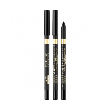 Creion Ochi cu Gel Eyeliner Variete Eveline Cosmetics, No 01 Pure Black