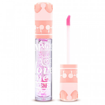 Ulei de buze Love ME Magnetic Lip Tints 01 într-un recipient compact și elegant, disponibil în diverse culori și arome.