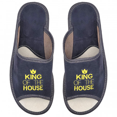 Papuci de Casa din Piele Marca Bosaco Model 'King Of The House'