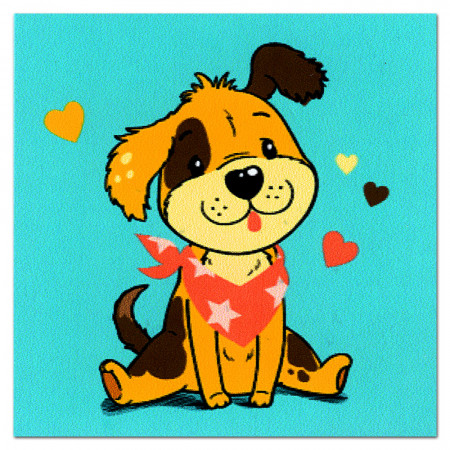 Pictura cu Diamante 5D Kit Complet Model 'Puppy Love' 20x20cm