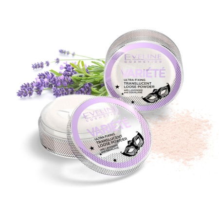 Pudră Machiaj Translucid și Iluminator cu Aplicator - Variete Ultra Fixing Lavender &amp; Squalane Eveline