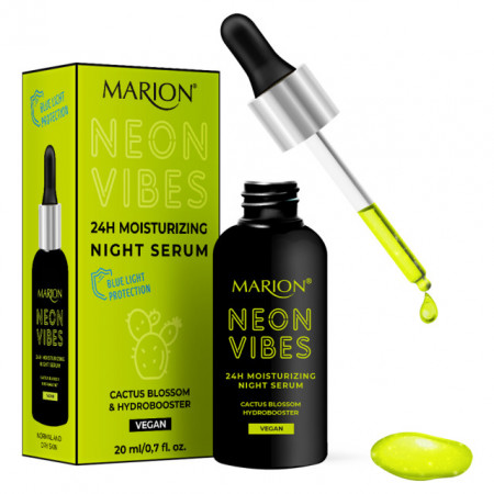 Ser de Noapte Hidratant 24h Vegan Cactus Blossom &amp; Hydrobooster Neon Vibes, Marion