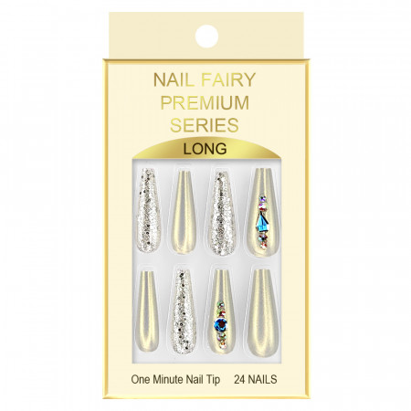 Set 12 Tipsuri Reutilizabile cu Manichiura Instant 'Nail Fairy Premium Series 'Subtly Glame'