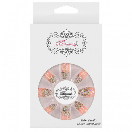 Set 12 Unghii Reutilizabile cu Manichiura Instant 'Salon Quality', Culoare Roz