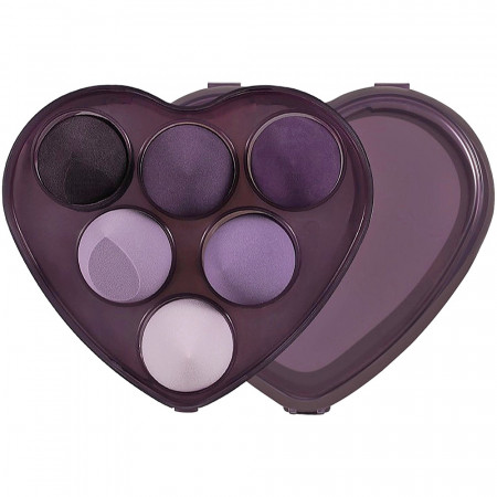 Set 6 Bureți Cosmetică și Cutie Suport în Formă de Inimă Nunațe de Mov