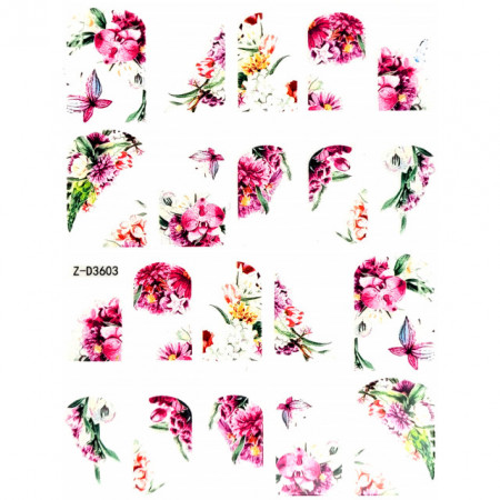 Abtibilde Unghii Culoare Multicolor Model &#039;Orchid Gardens&#039; No. Z-D3603