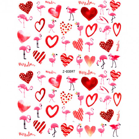 Abtibilde Unghii Culoare Multicolor Model &#039;Sweet Flamingo&#039; No. Z-D3597
