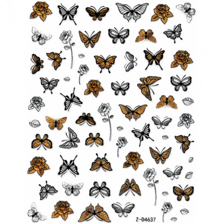 Abtibilde Unghii Culoare Negru/Auriu Model &#039;Golden Dreams&#039; No. Z-D4637G