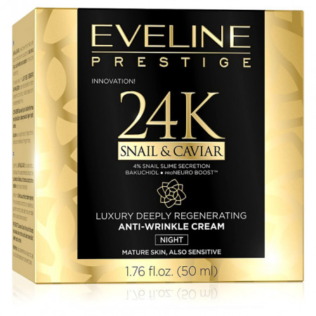 Crema de Noapte Antirid si Regenerare Ten Gold 24K Snail &amp; Caviar Eveline Prestige