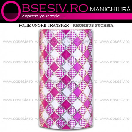 Folie Decorativa Transfer Manichiura, Rhombus Fuchsia - Img 2
