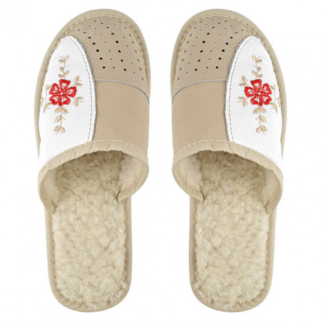 Papuci de Casa din Piele Imblaniti cu Lana Marca Tylbut Model &#039;Ava Journey&#039;