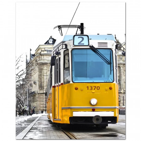 Pictura cu Diamante 5D Kit Complet Model 'Urban Yellow Tram' 40x50cm