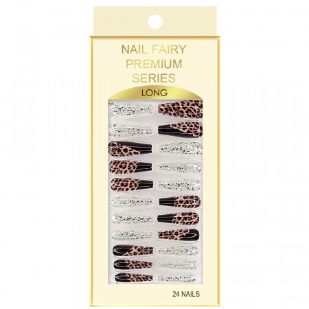 Set 24 Unghii False Reutilizabile cu Manichiura Instant Model 'Animal Print Wild'