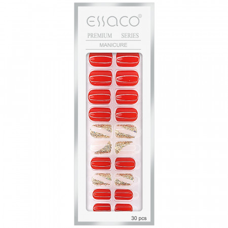 Set 30 Unghii Reutilizabile cu Manichiura Instant, 'Crimson Charm' Shine