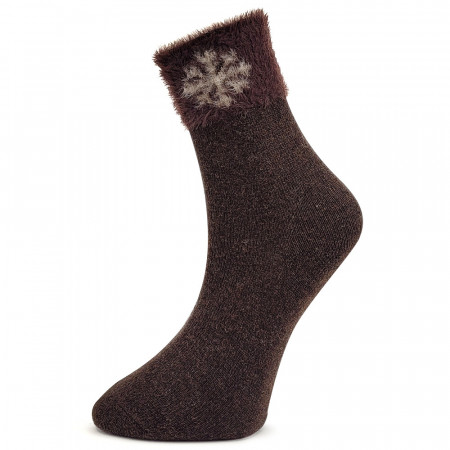 Sosete Calduroase din Lana de Oaie Model 'Happy Snowflakes' Brownie