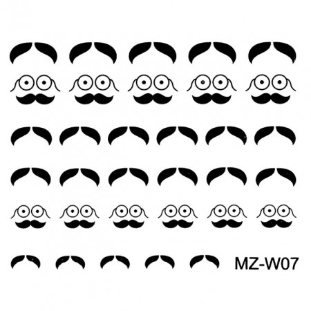 Abtibilde Unghii Mustati Negre, MZ-W07 (Abtibilduri Unghii - Tatuaje Unghii - Nail Stickere)