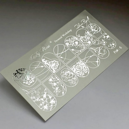 Abtibilduri Unghii pe Bază de Apă, Model "BAROQUE FLOWERS", Cod Foil-5 Silver, Accesorii Manichiura Nail Art